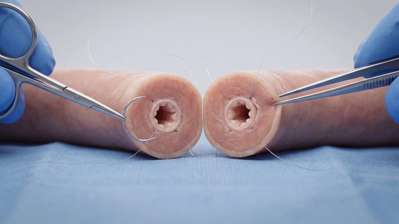 Macro de microcirurgia de revers&atilde;o de vasectomia com as extremidades do canal deferente anastomosadas